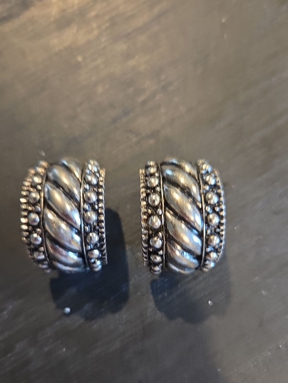 Brighton Silver-Tone Twisted Rope & Bead Hoop Earrings